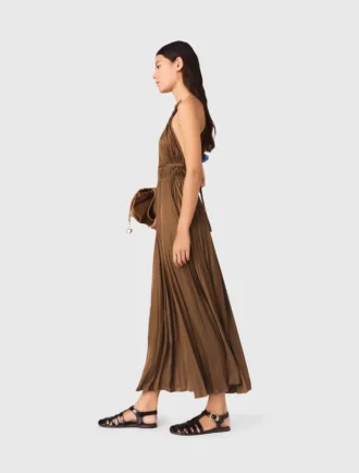 Vestido maxi plissado