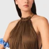 Vestido maxi plissado