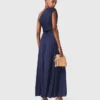 Vestido maxi plissado assimétrico