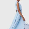 Vestido maxi plissado assimétrico