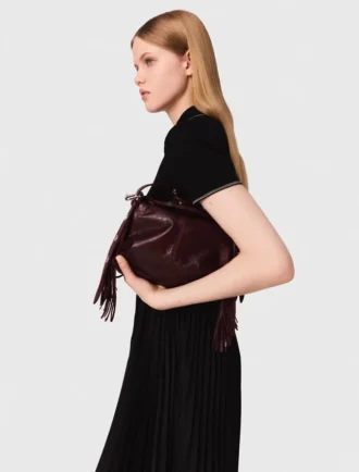 Vestido maxi plissado com gola polo