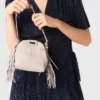 Vestido midi com folhos metálicos