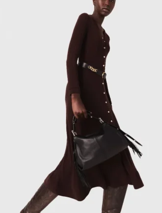 Vestido midi de malha com botões