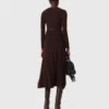 Vestido midi de malha com botões