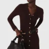 Vestido midi de malha com botões