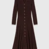Vestido midi de malha com botões