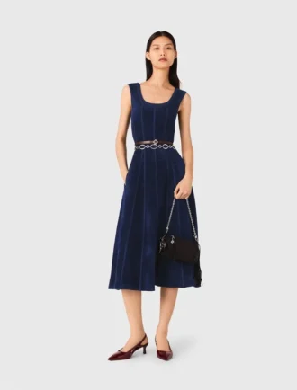 Vestido midi de veludo