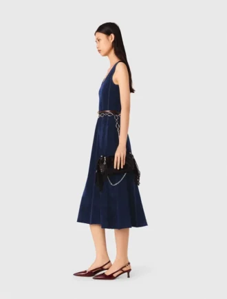 Vestido midi de veludo