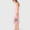 Vestido midi em croché com strass