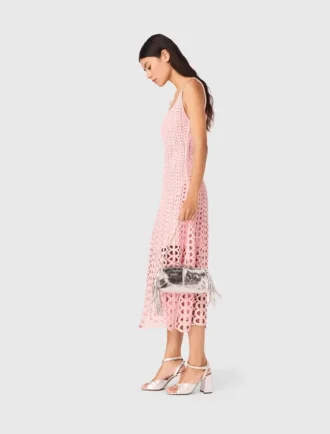 Vestido midi em croché com strass