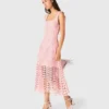 Vestido midi em croché com strass