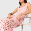 Vestido midi em croché com strass