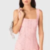 Vestido midi em croché com strass