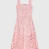 Vestido midi em croché com strass