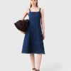 Vestido midi em ganga