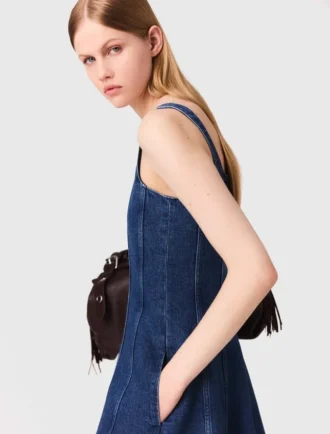 Vestido midi em ganga