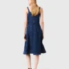 Vestido midi em ganga