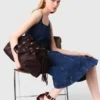 Vestido midi em ganga