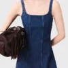 Vestido midi em ganga