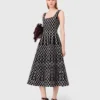 Vestido midi em malha jacquard