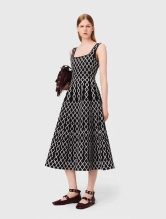 Vestido midi em malha jacquard