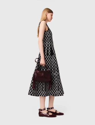 Vestido midi em malha jacquard
