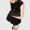 Vestido mini em malha canelada e tafetá