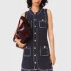 Vestido reto em malha costurada