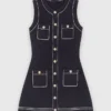 Vestido reto em malha costurada