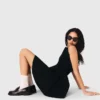 Vestido skater com laços com joias