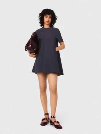 Vestido trapézio em crepe pesado