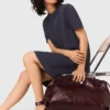 Vestido trapézio em crepe pesado