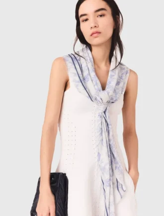 Xaile em mistura de lã com estampado floral